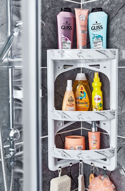 Desenli Banyo Köşeliği -Beyaz Mermer